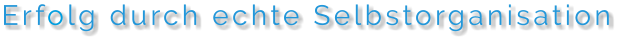 Erfolg durch echte Selbstorganisation Erfolg durch echte Selbstorganisation