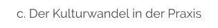 c. Der Kulturwandel in der Praxis
