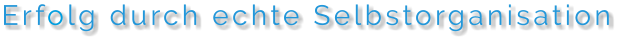 Erfolg durch echte Selbstorganisation Erfolg durch echte Selbstorganisation